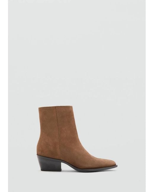 Mango Brown Heel Suede Ankle Boot