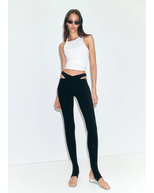 Mango Blue Leggings With Cut-Out Waist