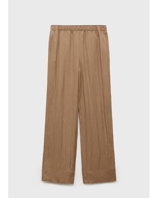 Mango Multicolor Straight-Fit Lyocell Textured Trousers