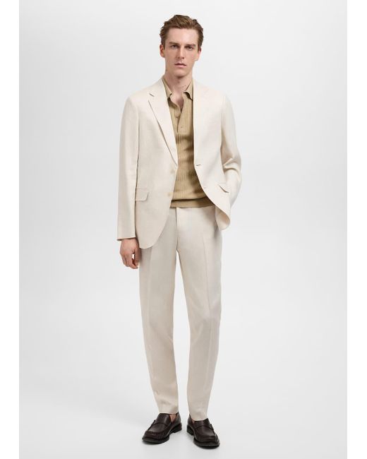 Mango Natural Amalfi 100% Linen Slim-Fit Suit Trousers for men
