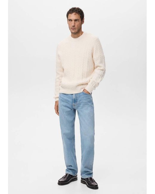 Mango Pullover Mit Zopfmuster in Blue für Herren
