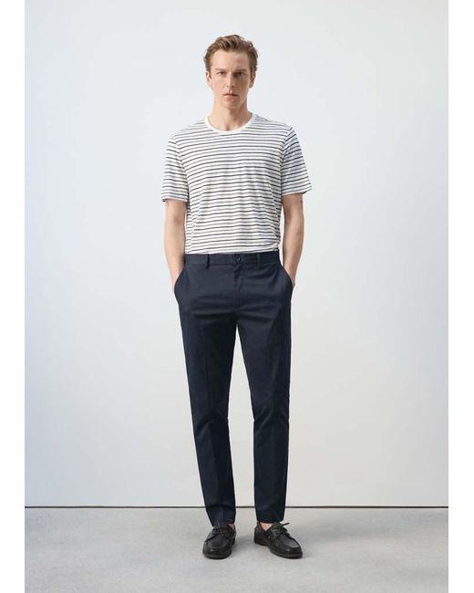 Mango Blue Dublino Slim-Fit Chino Trousers for men
