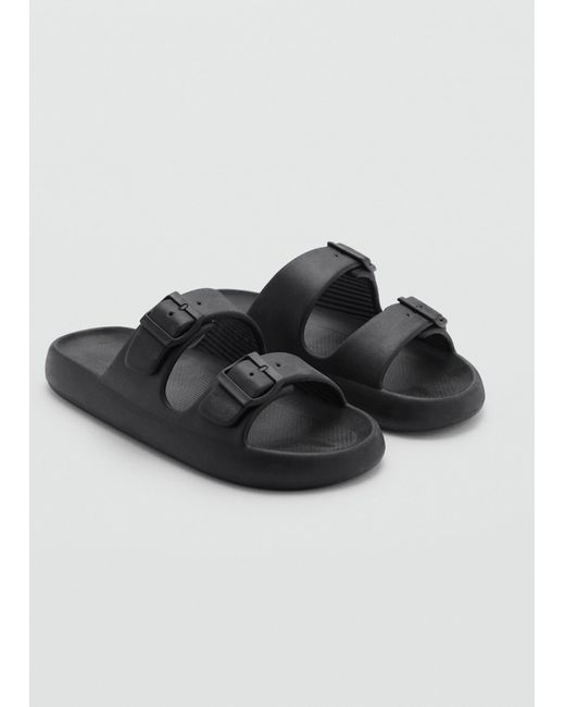 Mango Black Double-buckle Rubber Sandals for men