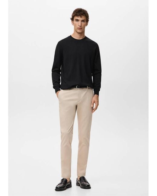 Mango Black 100% Wool Fine-Knit Sweater for men