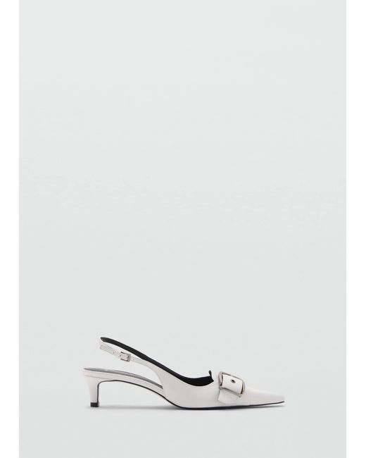 Mango White Heeled Shoes With Buckle Fastening