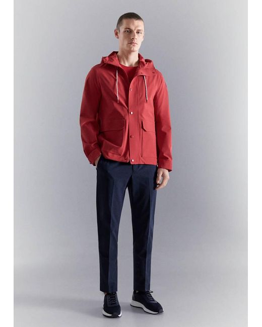Mango Red Water-Repellent Hooded Jacket for men