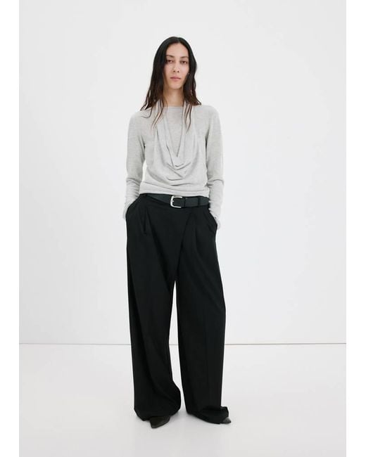 Mango White Combined-Design Sweater