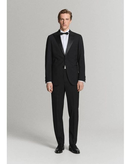 Mango Black Slim-Fit Tuxedo Jacket for men