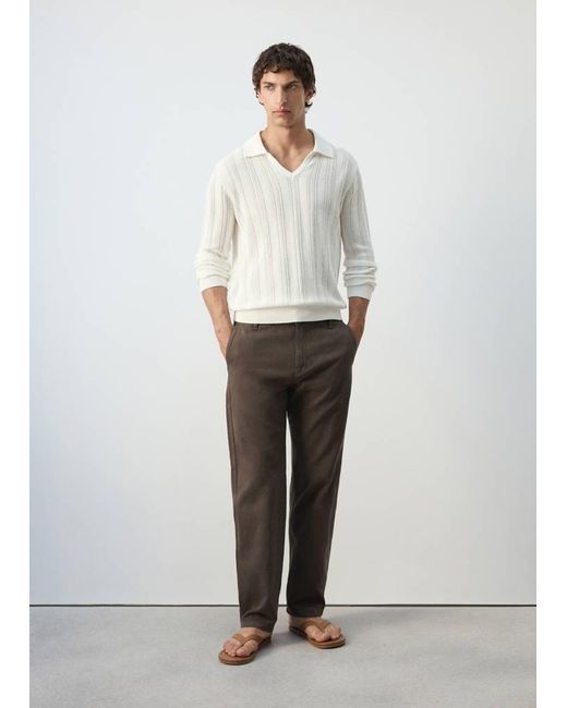Mango White Relaxed Fit Jeans for men
