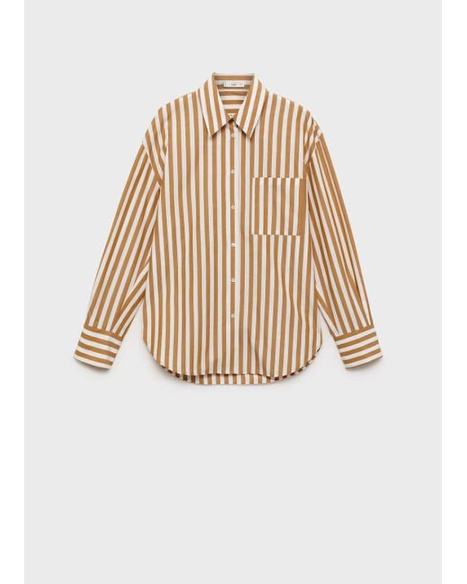 Mango Natural Oversize Striped Shirt