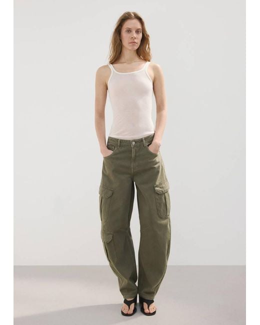 Mango Green Pocket Cargo Jeans