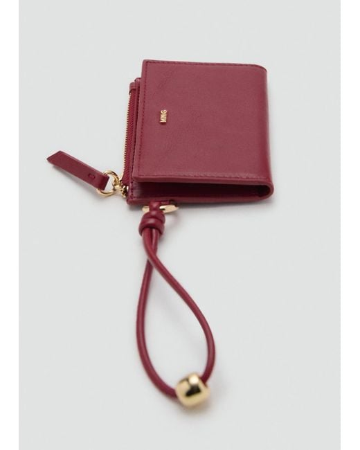 Portafoglio Similpelle Zip Bordeaux di Mango in Red