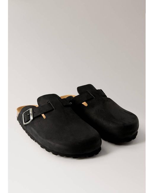 Mango Black Leather Clog Shoes