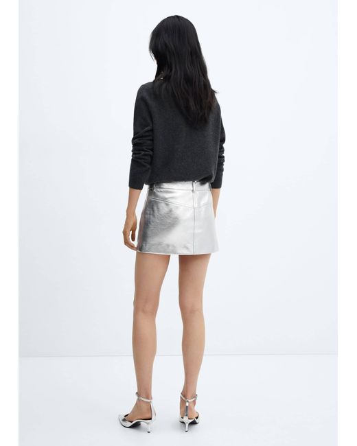 Mango Black Metallic Leather-effect Mini-skirt