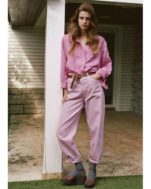 Mango Pink Pocket Linen Shirt