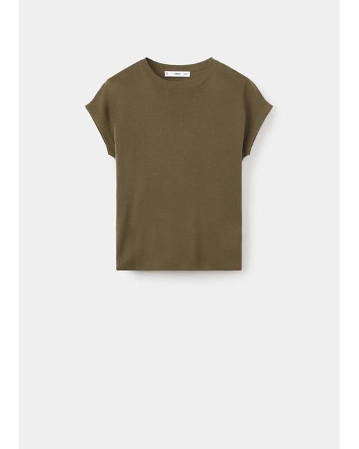 Mango Green Short-Sleeve Knitted T-Shirt