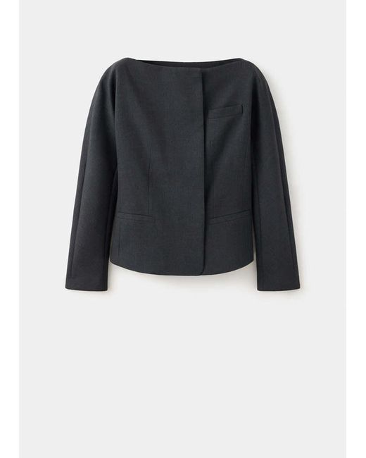 Mango Black Fitted Boat Neck Jacket