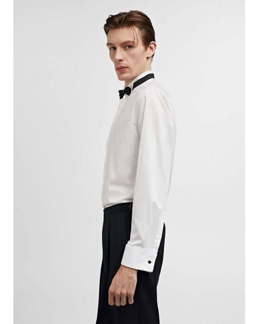 Mango White Slim-fit Tuxedo Shirt for men