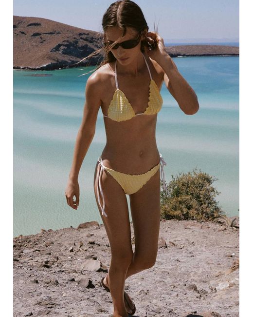 Mango Yellow Gingham Check Bikini Top