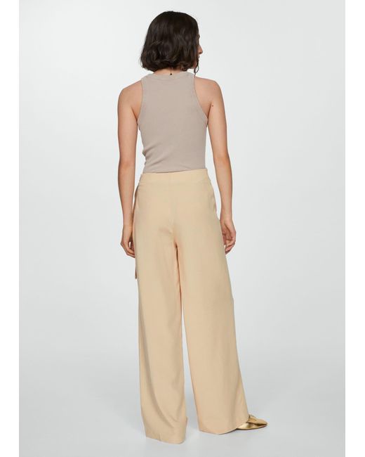 Mango Natural Lyocell Trousers With Knot Detail