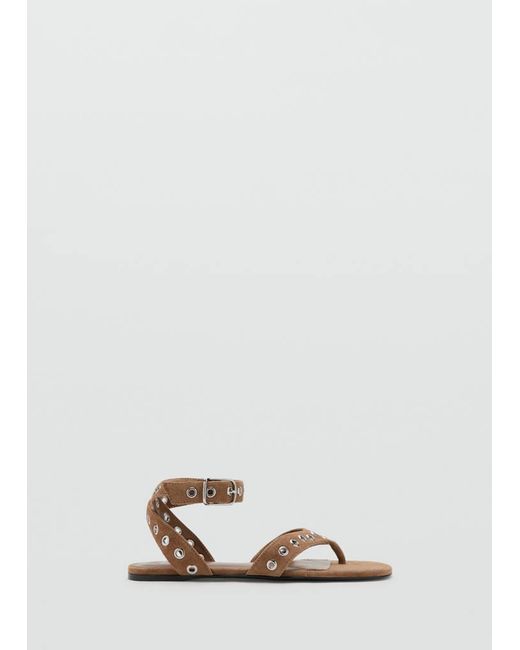 Mango Multicolor Leather Sandals With Eyelet Straps