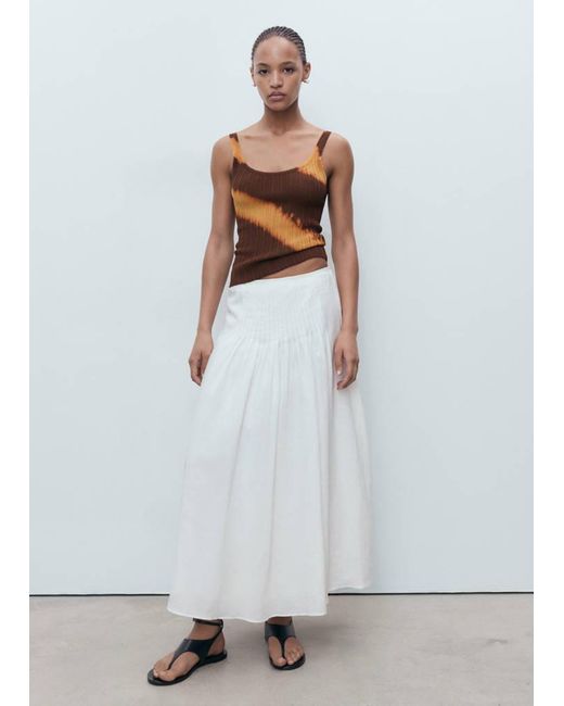 Mango White Tie-Dye Knitted Top