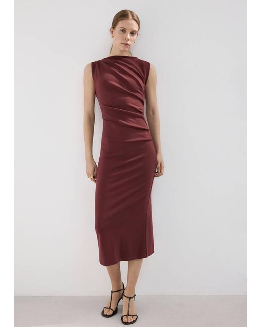 Mango Red Long Draped Dress