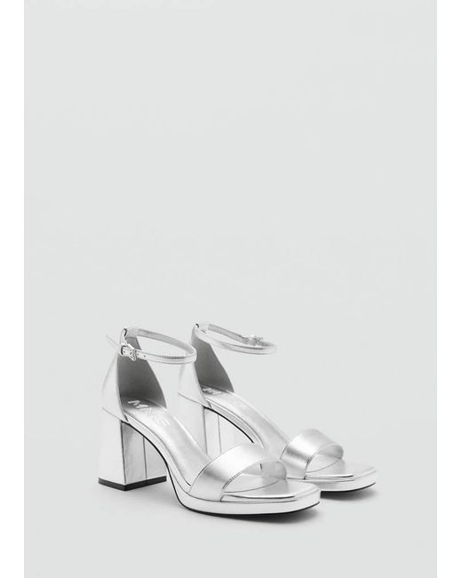 MANGO TEEN White Metallic Heel Sandals