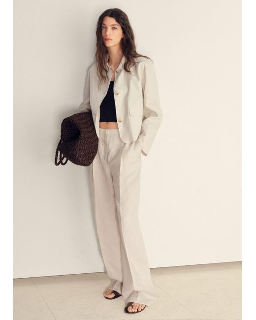 Mango Natural Pocket Linen-Blend Jacket