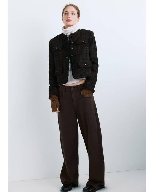 Mango Black Pocket Tweed Jacket