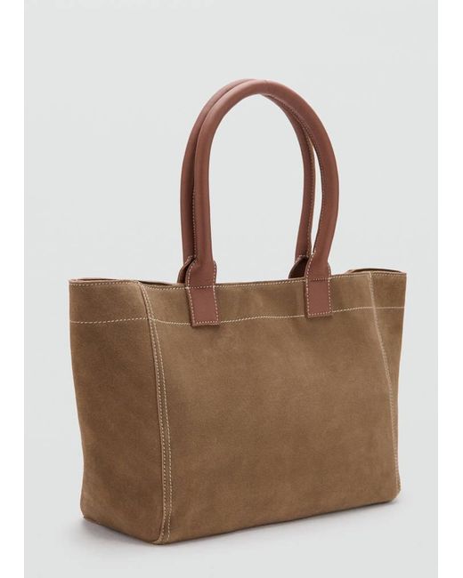MANGO TEEN Brown 100% Split Leather Bag