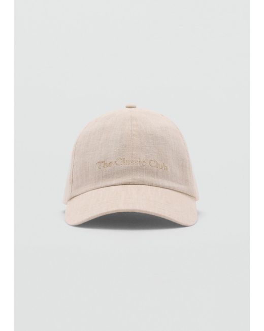 Mango Natural Embroidered Message Cap
