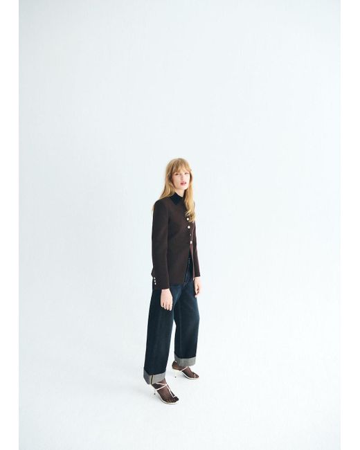 Mango White Jacke Mit Stehkragen Und Schmuckknöpfen