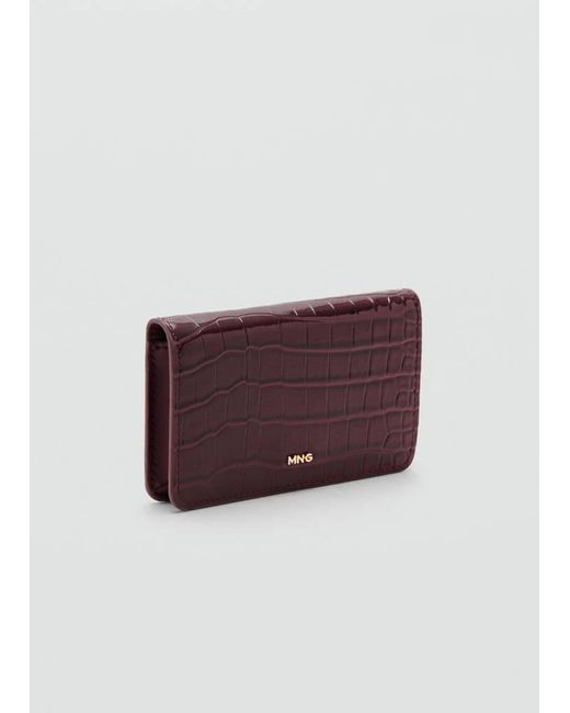 Mango Purple Small Shiny Croc-Effect Wallet