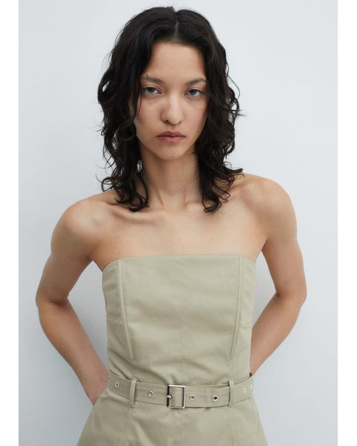 Mango Gray Strapless Belted Top Light/pastel