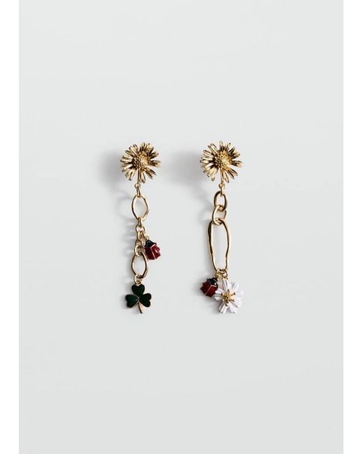 Mango White Long Flower Earrings