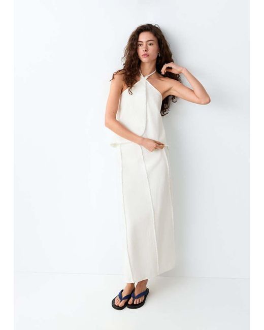 MANGO TEEN White Crossed Top With Frayed Details