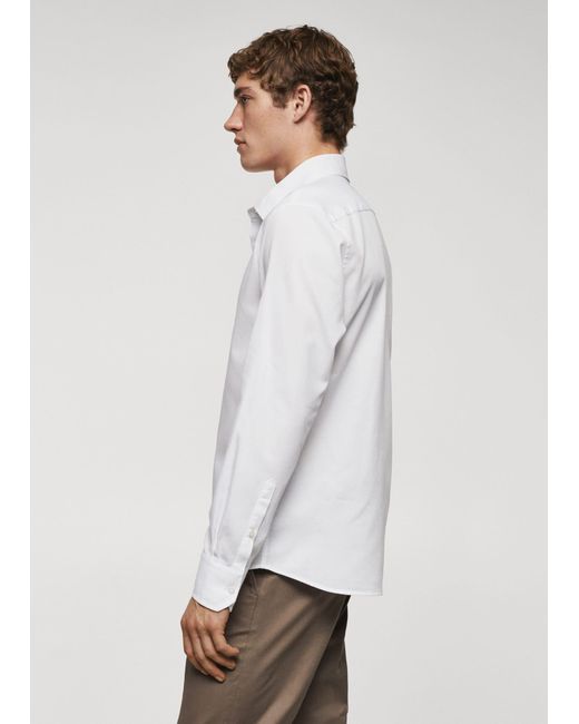 Mango Gray Slim-fit Cotton Structured Shirt for men