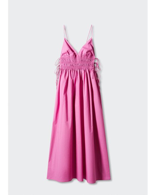 Mango Cotton Dress With Side Ties in Pink Lyst UK