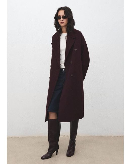 Mango Women's Blue Handmade Oversized Wool Coat