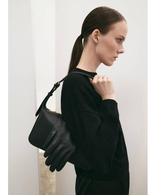 Mango Black Faux-Leather Shoulder Bag