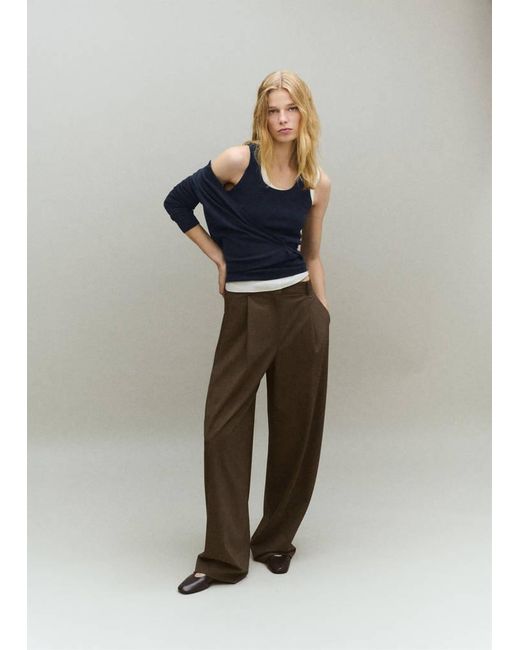 Mango Blue Wool-Blend Knitted Top