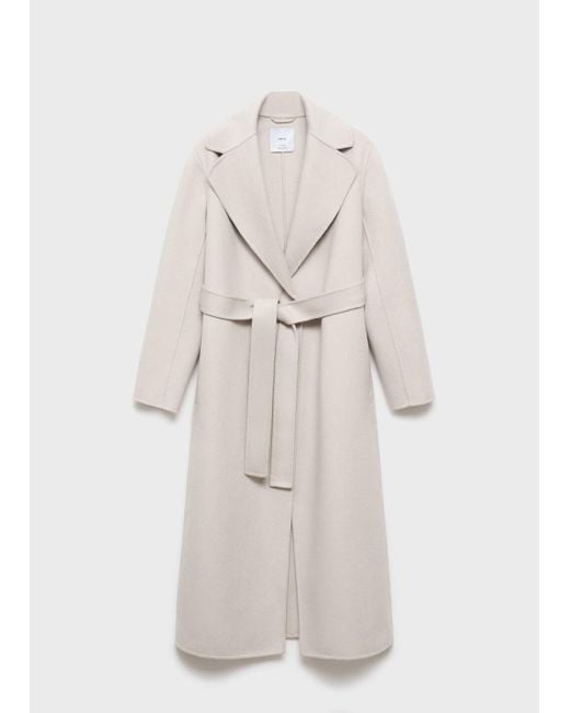 Mango Blue Wool Coat With Handmade Belt