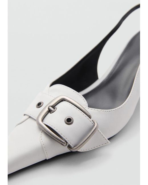 Mango White Heeled Shoes With Buckle Fastening