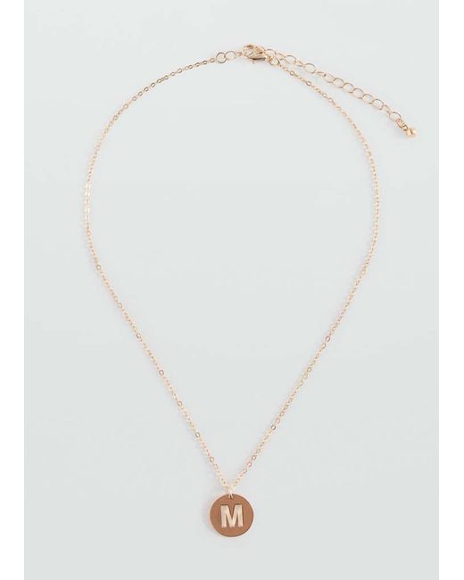 MANGO TEEN White Letter Pendant Necklace