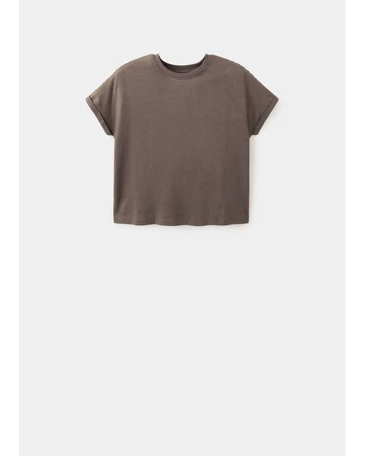 MANGO TEEN Gray Short-Sleeved Cotton T-Shirt