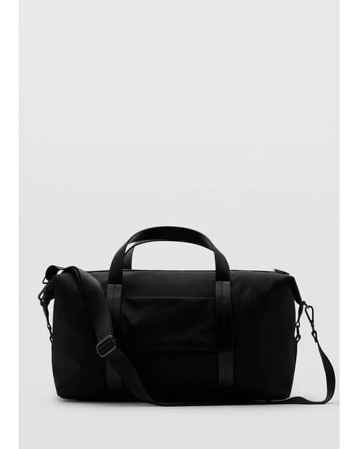 Mango Black Combined Leather Bowling Handbag for men