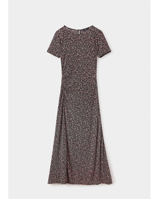 Mango Brown Printed Dress With Draped Detail