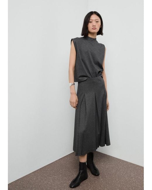 Mango Gray Pleated A-Line Skirt
