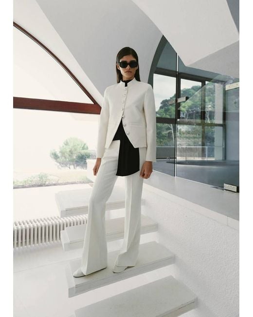Mango Gray Mid-Rise Trousers With Belt Loops